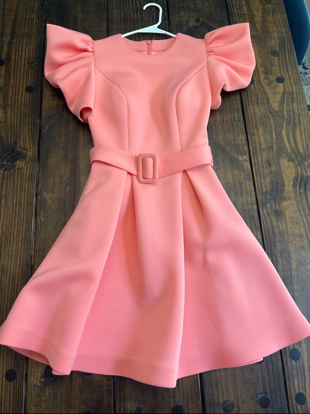 Jovani Coral Puff-Sleeve Belted Formal/Pageant interview Dress